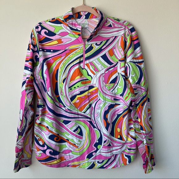 Icikuls Tops Icikuls Summer Skin Long Sleeve Polo Patterned Quarter